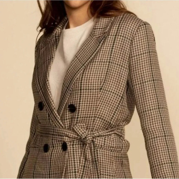 EUC Pink Martini Houndstooth Trench coat XS with belt - Picture 1 of 8